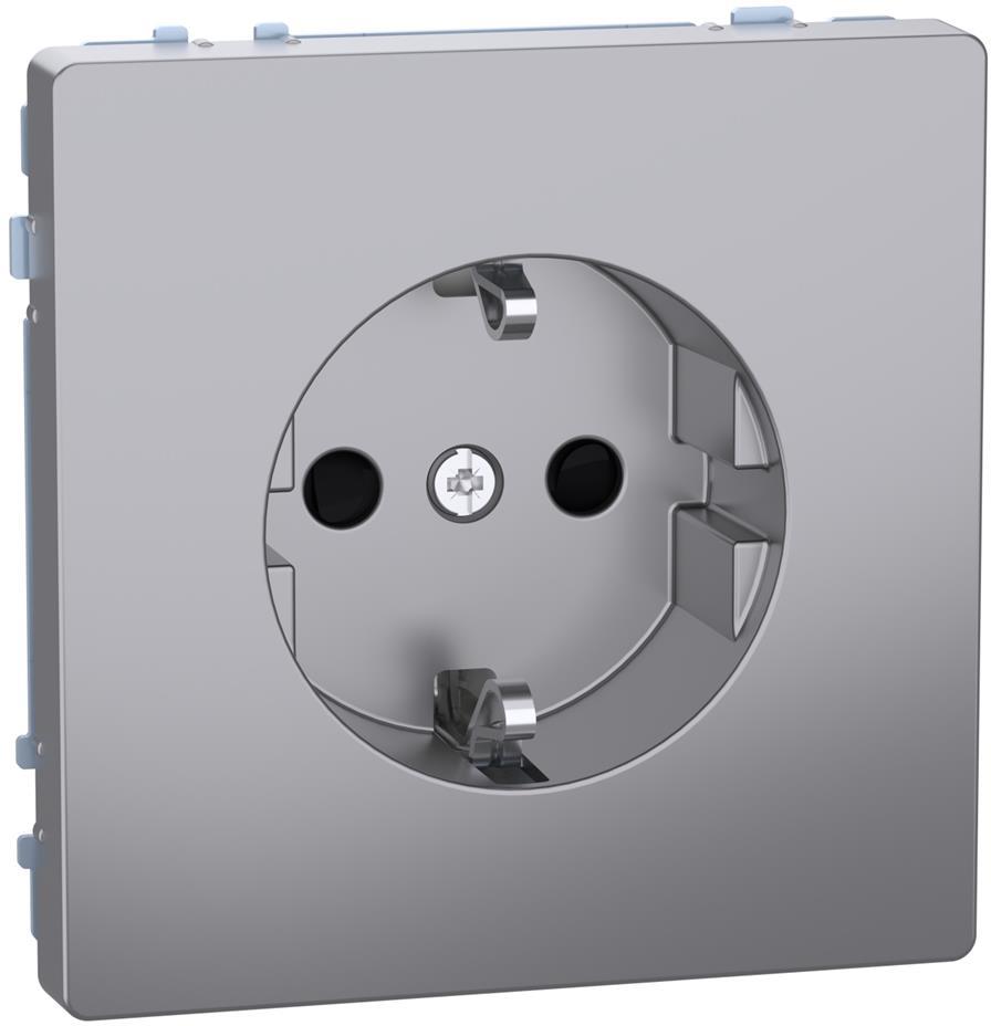 Контакт шуко с лицев панел и Д.З. цвят Неръждаема стомана System Design Merten SE