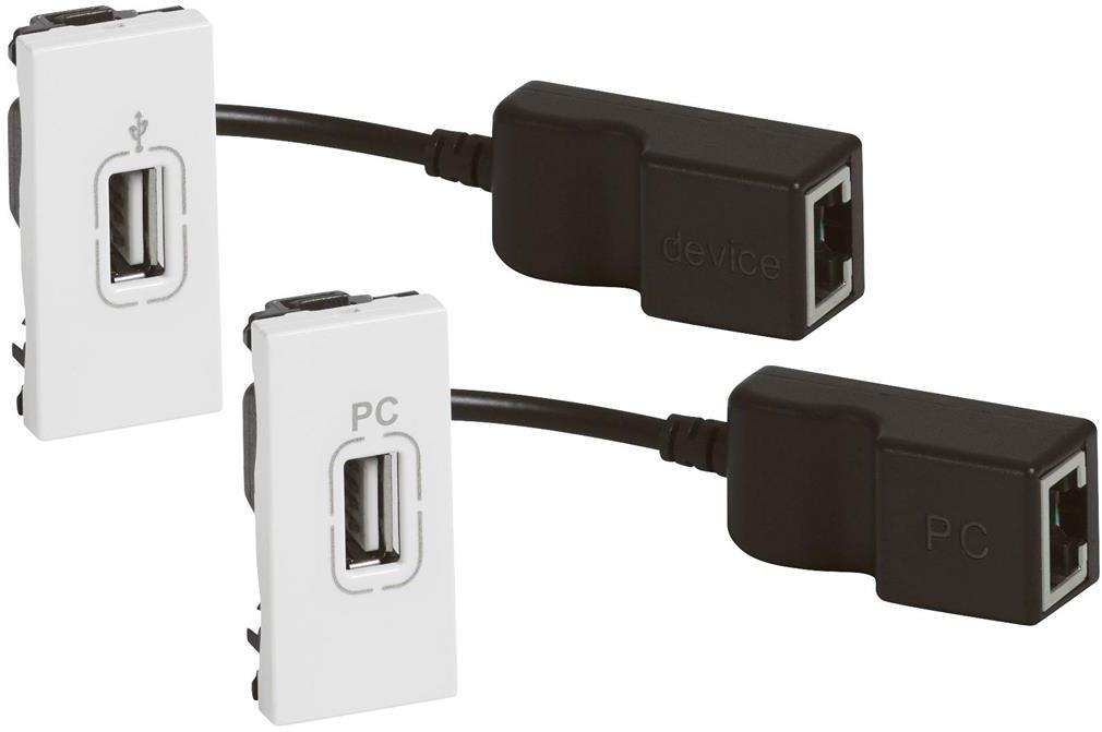 Комплект USB разширител (30м) 1 мод. цвят Бял Mosaic Legrand