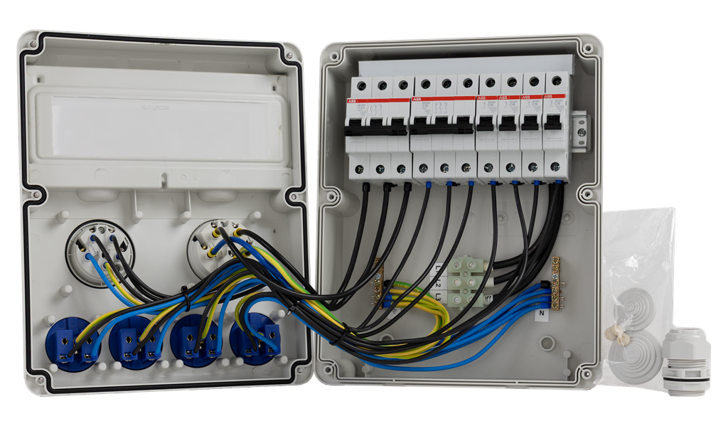Табло 633.2046 тип А сглобено с индустриални контакти Scame и токови защити ABB