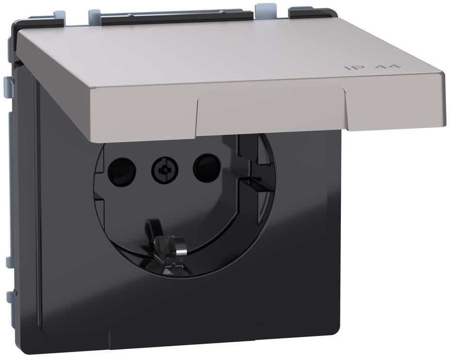 Механизъм контакт шуко с лицев панел IP44 цвят Никел System Design Merten SE