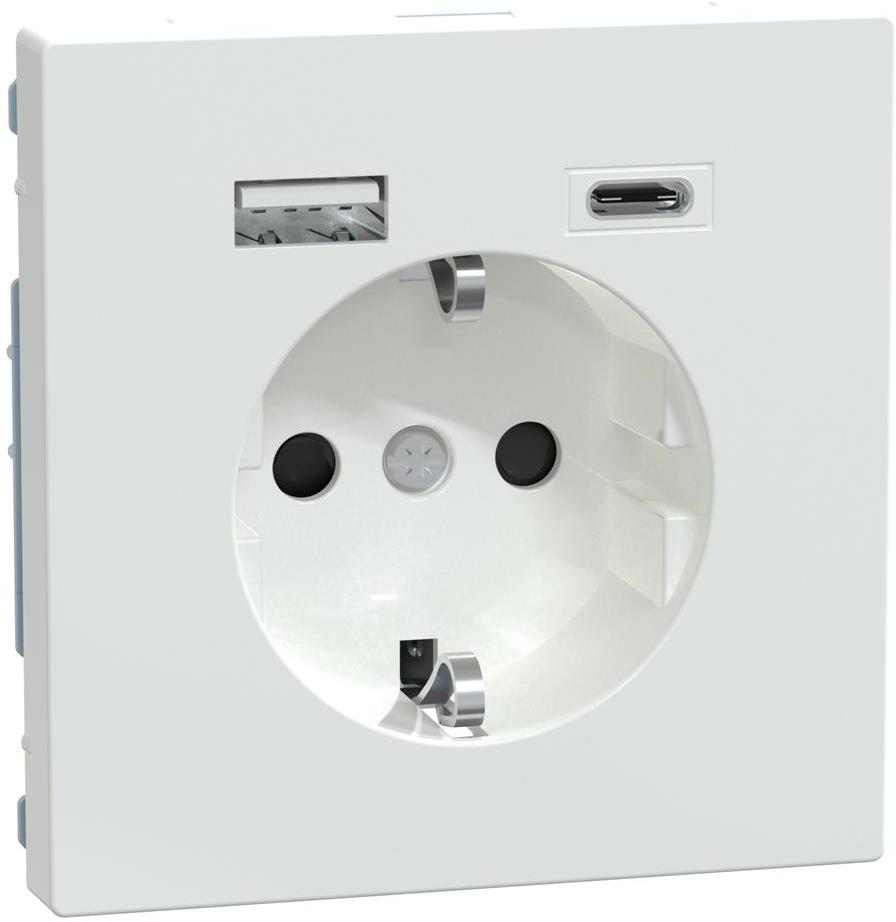 Механизъм контакт шуко 16A + USB A+C 3A 15W с лицев панел цвят Лотус System Design Merten SE