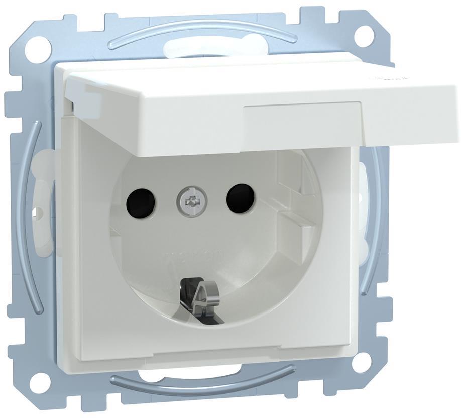 Механизъм контакт шуко антибактериален с лицев панел IP44 цвят Активно бял System M Merten SE