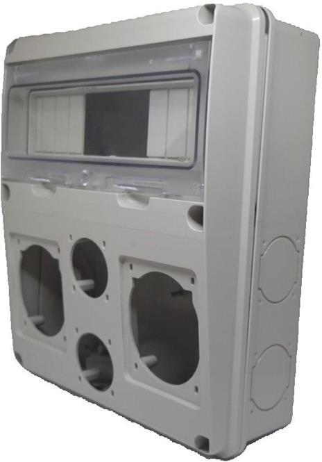 Табло за индустриални контакти и DIN модули IP55, UV, серия Enerbox /11 DIN, 2х16-32A и 6хшуко/ Scame