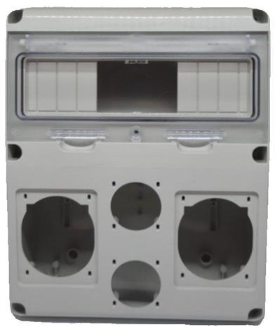 Табло за индустриални контакти и DIN модули IP55, UV, серия Enerbox /11 DIN, 2х16-32A и 6хшуко/ Scame