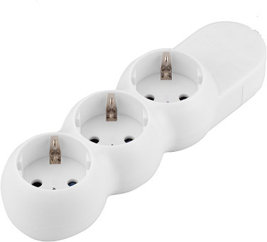 Разклонител БЯЛ 3x2P+E без кабел Sicura Scame