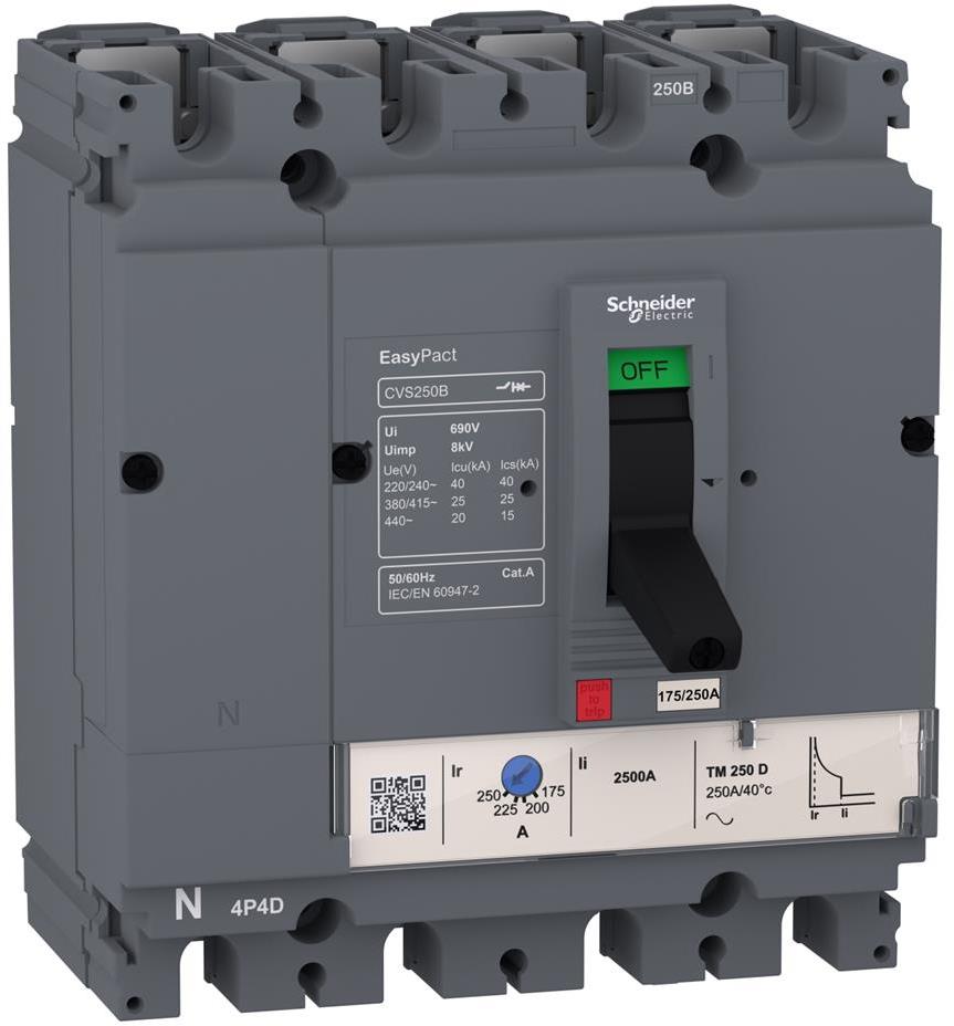 Автомат CVS160B 4P 160А TM 25kA регулируем (In x 0.7...1) SE