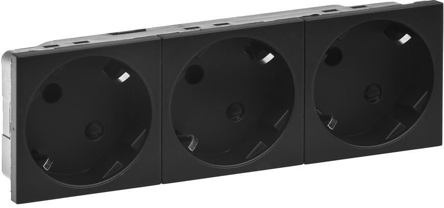 Контакт шуко ТРОЕН 45° 16A 6 мод. цвят Черен мат Mosaic Legrand