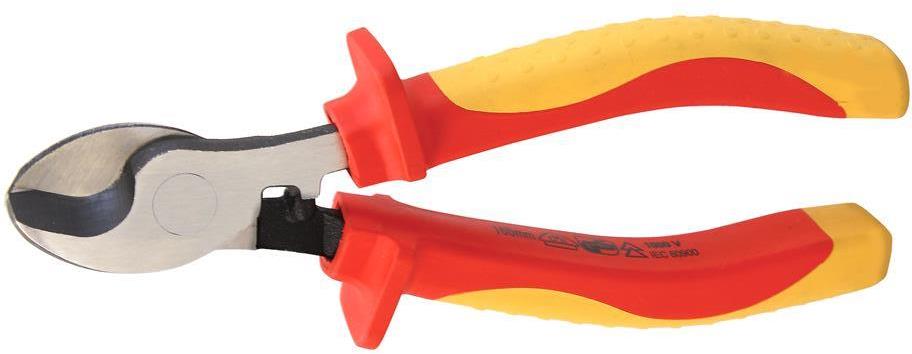 Ножици за рязане на кабел до 35мм2, хромирани, VDE 1000V жълто-червена ръкохватка 160мм, Commel