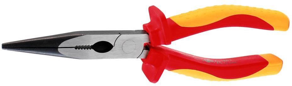 Клещи резачки с дълъг остър връх, хромирани, VDE 1000V жълто-червена ръкохватка 200мм Commel