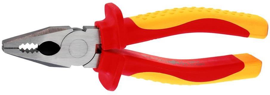Комбинирани клещи, хромирани, VDE 1000V жълто-червена ръкохватка 180мм, Commel