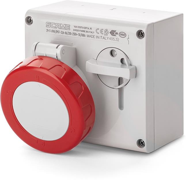 Промишлен контакт 3P+Е 32A IP66 с механична блокировка серия Omnia Scame