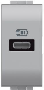 Розетка USB за зареждане тип C Power Delivery 20W 1 мод. цвят Алуминий LL Bticino