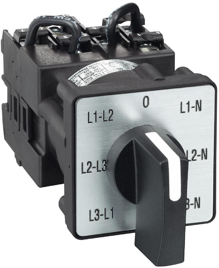 Пакетен превключвател 0-L1N-L2N-L3N-L1L2-L2L3-L3L1 3P 12A Ø22mm SE