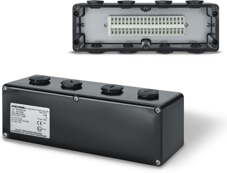 Кутия взривозащитена EX 230x75x75мм IP66, с 8х тапи М20, 20xWDU 2,5mm², серия Zenith-P ЕX Scame