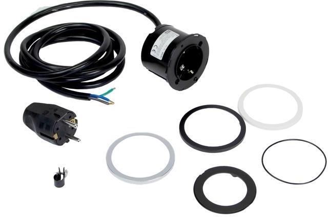 Модул PIX с 1х Шуко, с кабел 2м, цвят Черен, комплект с бял и черен декоративен капак, Bachmann