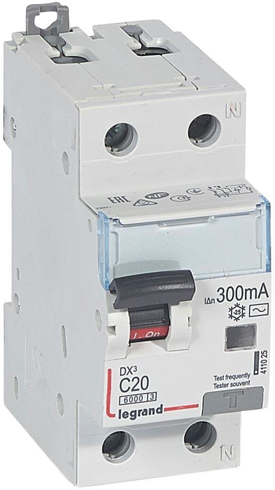 ДТЗ комбинирана DX3 1P+N 20A крива C 300mA тип AC 6kA 2 мод. Legrand