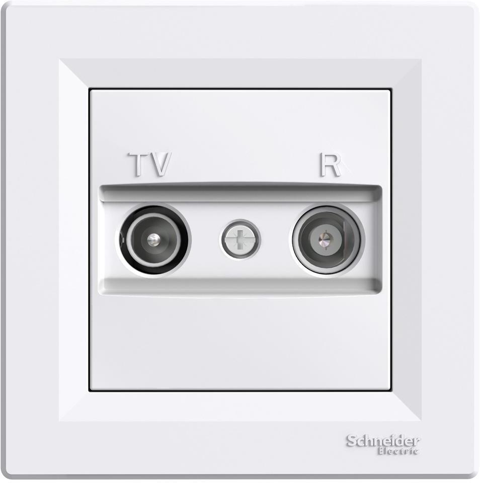 Розетка TV/R преходна 4dB моноблок цвят Бял Asfora SE