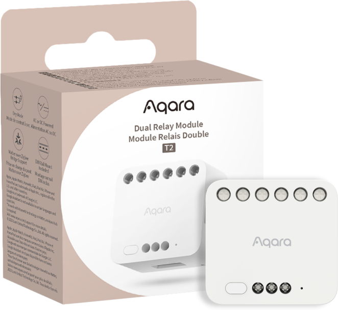 Микромодул Smart реле 2х On/Off или щори 10A изисква неутрала Aqara Module T2 - 8635