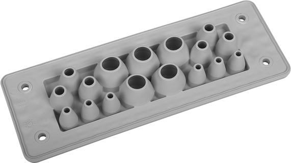 Панел с кабелни входове MH24/F17-2 за 17 кабела IP66 сив RAL 7035 самогасящ UL94 V0 MOREK