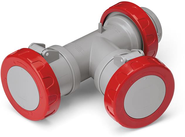 Индустриален адаптер IP66 от евро щепсел 3P+Е 32A към 2х3P+Е 32A серия Adapto Scame