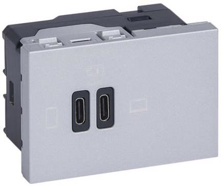 Розетка 2xUSB за зареждане тип C Power Delivery 63W 3 мод. цвят Алуминий Mosaic Legrand