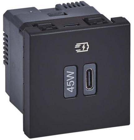 Розетка USB за зареждане тип C Power Delivery 45W 2 мод. цвят Черен Mosaic Legrand