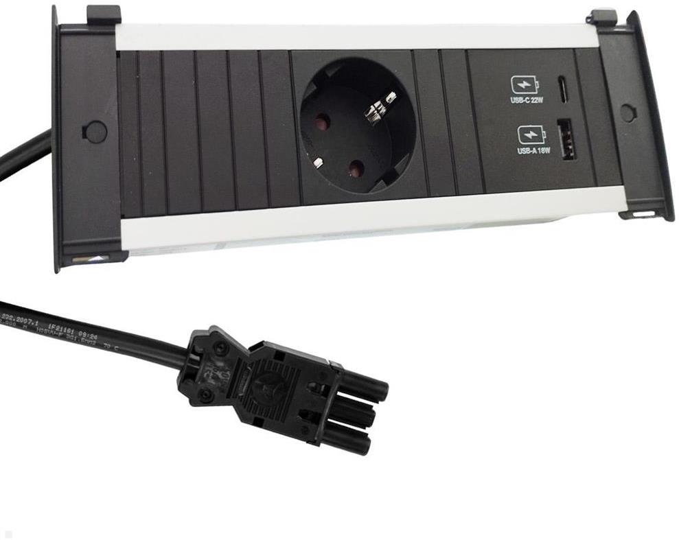 Модул за KAPSA S с 1х Шуко и USB тип A+C, цвят Черен, Bachmann