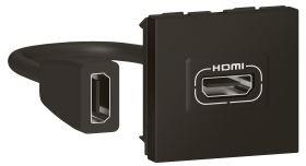 Розетка HDMI 2 мод. с кабел 15см. цвят Черен Mosaic Legrand