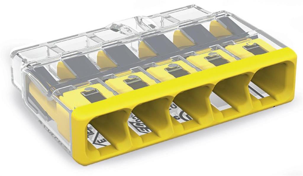 Бърза връзка Wago 5х0,75-4 mm2 (60бр.) жълта за твърд проводник