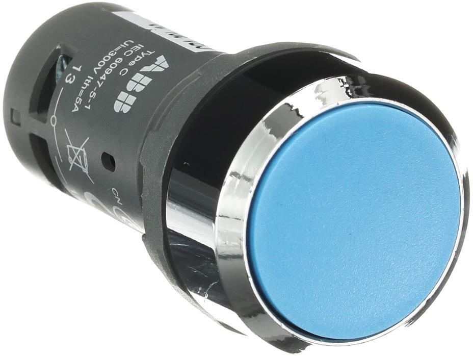 Бутон син CP1-30L-10 1NO хромиран ринг Ø22mm Compact ABB