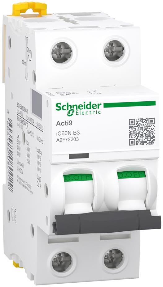 Автоматичен прекъсвач Acti 9 iC60N 2P 3A крива B 6kA SE
