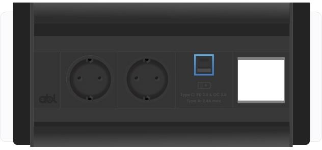Модул Flip-S 4M с 2х Шуко, USB тип A+C и 1х празен модул, цвят Черен/Черен, ABL
