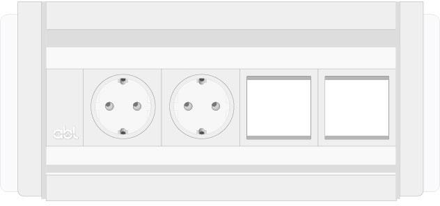 Модул Flip-S 4M с 2х Шуко и 2х празни модула, цвят Бял/Бял, ABL