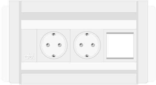 Модул Flip-S 3M с 2х Шуко и 1х празен модул, цвят Бял/Бял, ABL