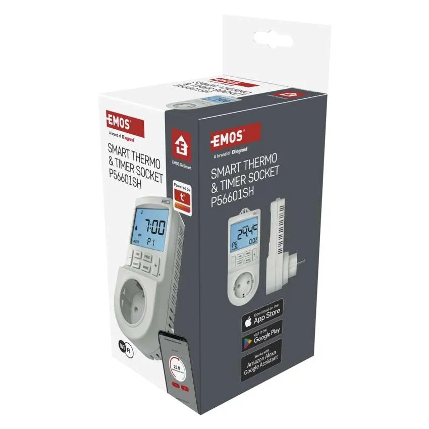 Термостат за отопление или охлаждане 5…40 °C с LCD дисплей 16A към контакт шуко Wi-Fi GoSmart EMOS