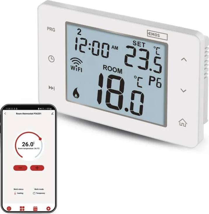 Термостат за отопление и охлаждане 5…35 °C с LCD дисплей 2A Wi-Fi GoSmart EMOS
