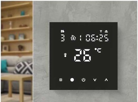 Термостат за ел. подово отопление 1…70 °C с LCD дисплей 16A за вграждане черен Wi-Fi GoSmart EMOS