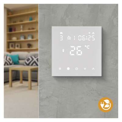 Термостат за ел. подово отопление 1…70 °C с LCD дисплей 16A за вграждане бял Wi-Fi GoSmart EMOS