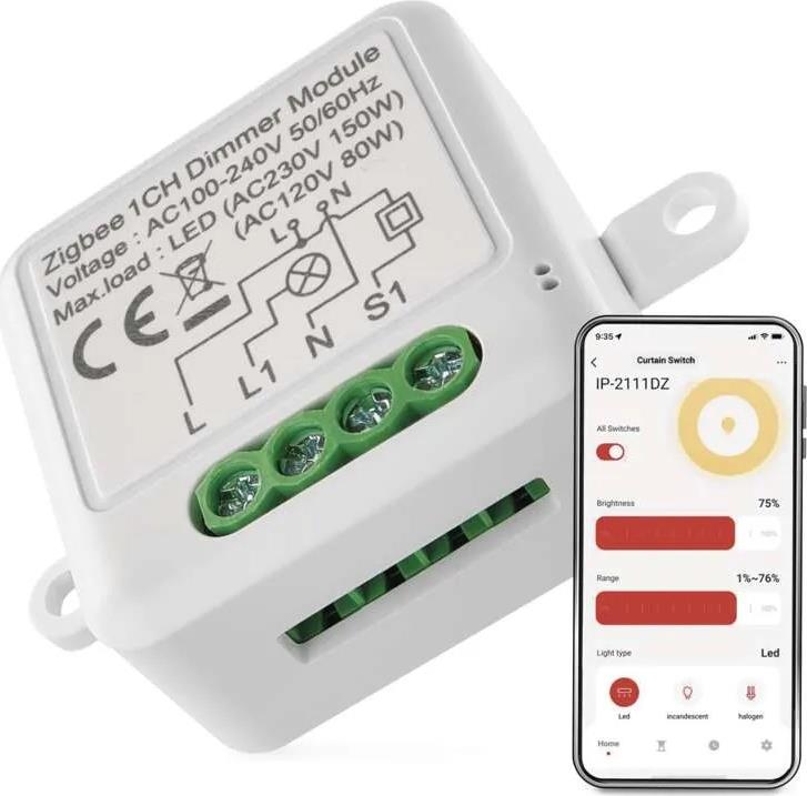 Микромодул Smart реле 1х димер 150VA изисква неутрала IP-2111DZ ZigBee GoSmart EMOS /до изчерпване/