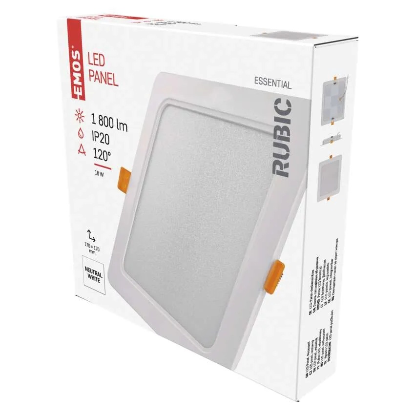 Луна LED SQ170 18W 4000K 1800lm 120° 25000h IP20 RUBIC EMOS