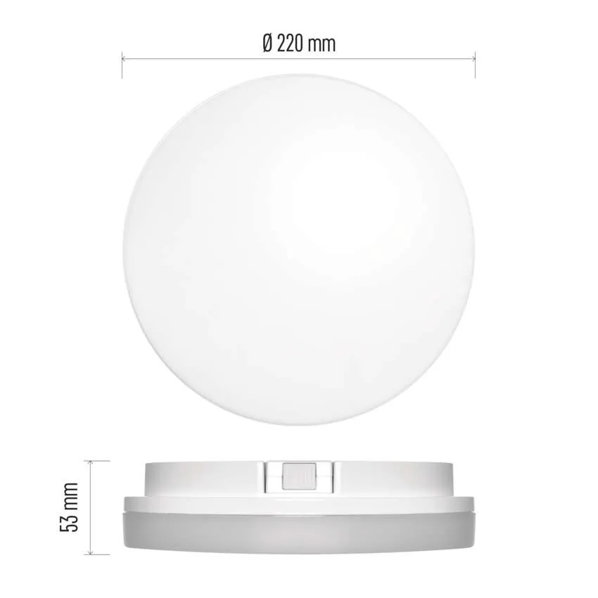 Плафон LED DN220 15W 4000K 1500lm 120° 30000h IP54 TORI EMOS