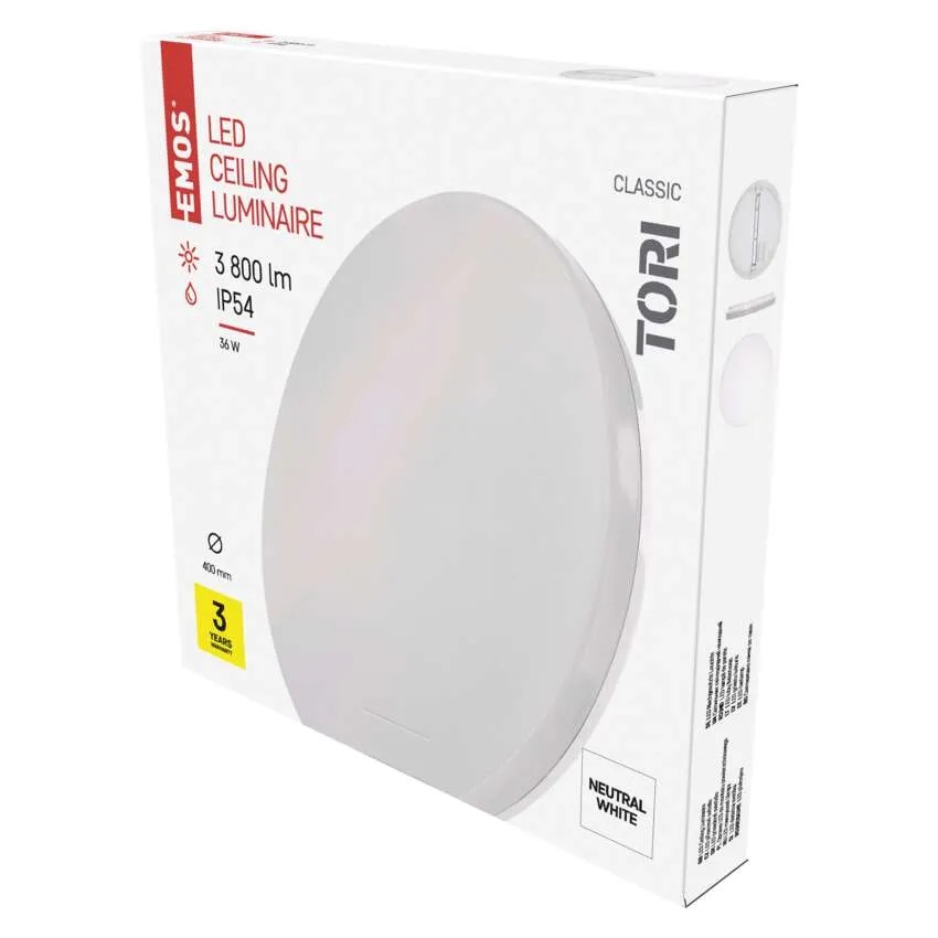 Плафон LED DN400 36W 4000K 3800lm 120° 30000h IP54 TORI EMOS