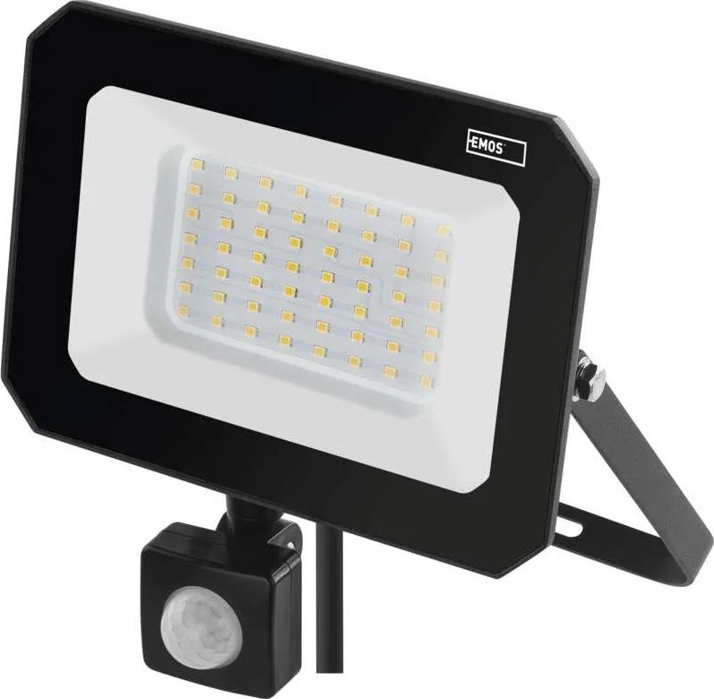 Прожектор LED 50W 4000K 5000lm 120° x 120° 25000h IP44 черен с датчик SIMPO EMOS /до изчерпване/