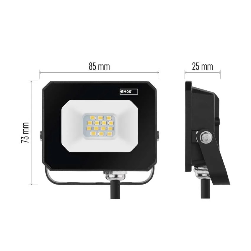 Прожектор LED 10W 4000K 1000lm 120° x 120° 25000h IP65 черен SIMPO EMOS /до изчерпване/