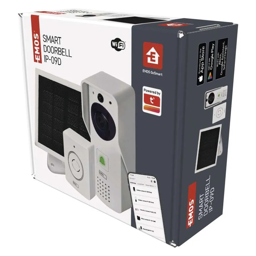 Видео бутон и звънец със соларен панел IP-09D Wi-Fi GoSmart EMOS