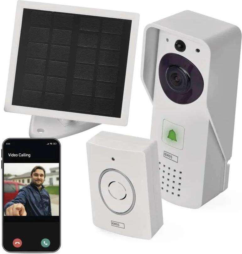 Видео бутон и звънец със соларен панел IP-09D Wi-Fi GoSmart EMOS