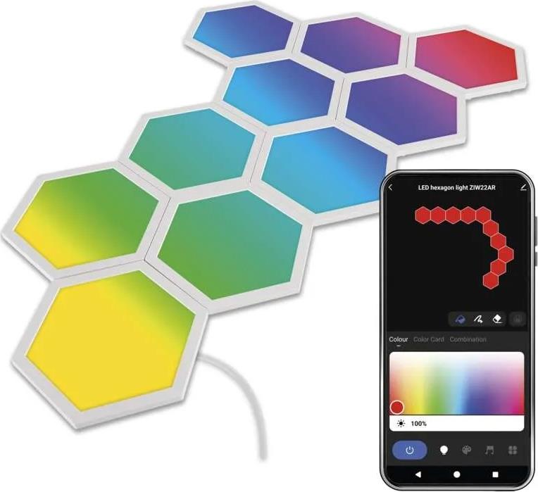 Аплик (комплект 10 бр.) LED 1.9W RGBIC Hexagon 20000h IP20 Wi-Fi GoSmart EMOS /до изчерпване/