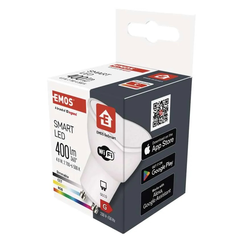 Лампа LED 4.8W RGBW GU10 PAR16 400lm 120° димируема 20000h Wi-Fi GoSmart EMOS