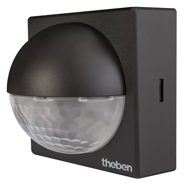 Датчик за движение PIR, за открит монтаж на стена, 180°, обхват 12m @ h=2.5m, IP55, theLuxa R180 BK Theben