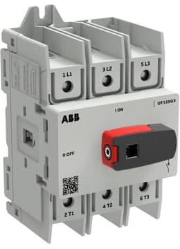 Разединител OT125G3-3BS 125A 3P I-0 за DIN монтаж с ръкохватка ABB
